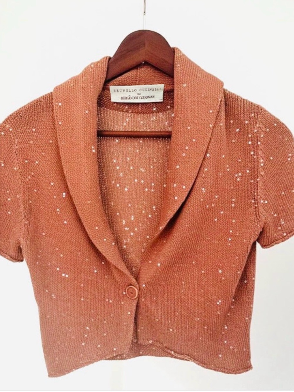 Brunello Cucinelli Bergdorf Goodman Sequin Linen Silk Cropped Cardigan S Italy